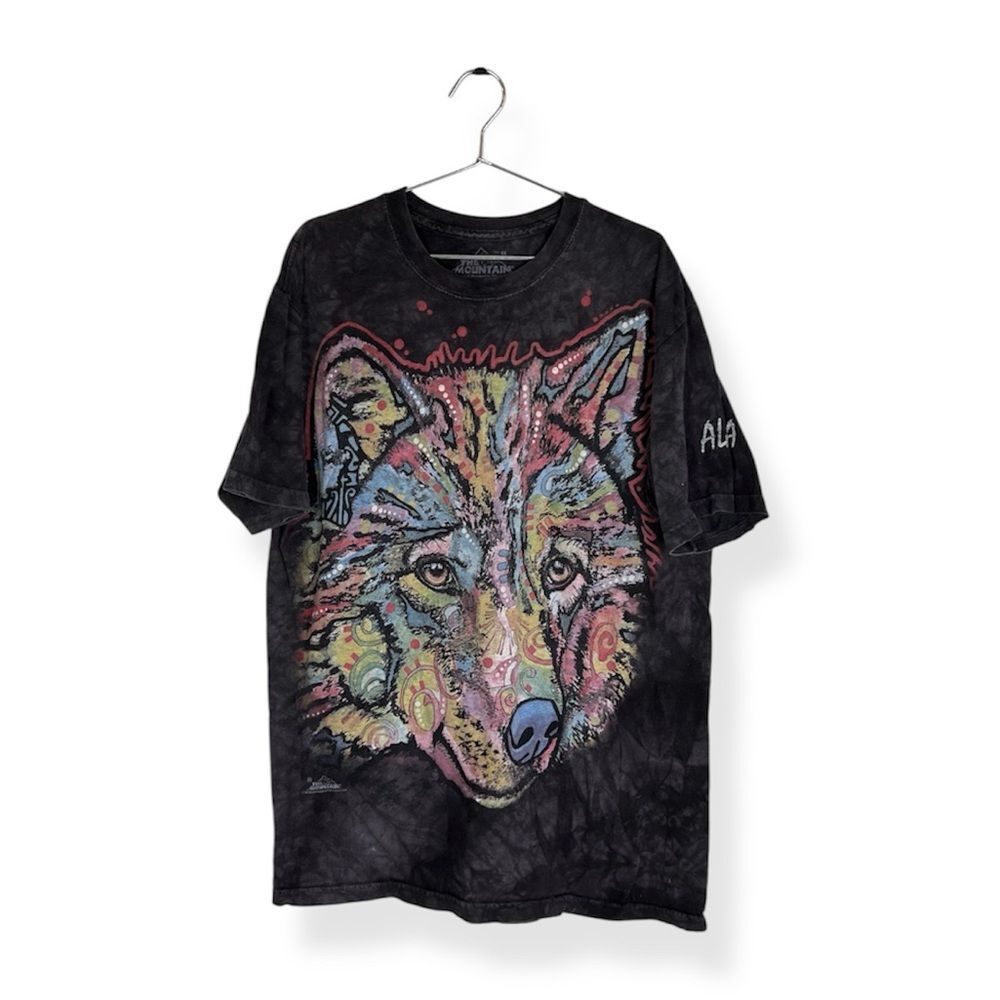 The Mountain Black Wolf Dog Tie Dye Short Sleeve Colorful Graphic Tee